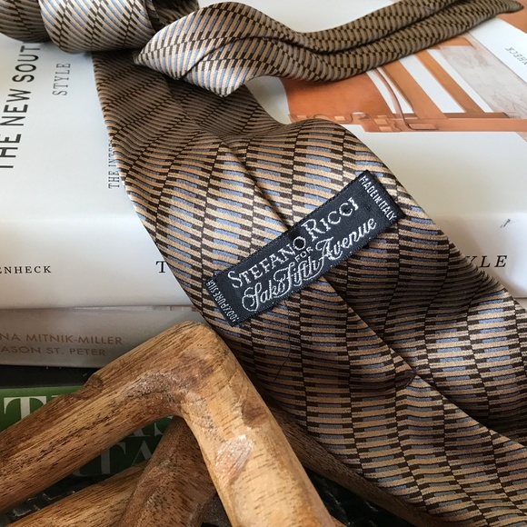 STEFANO RICCI GEOMETRIC STRIPE SILK TIE - Picture 3 of 11